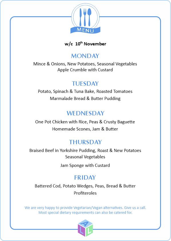 MENU 28th April 2025