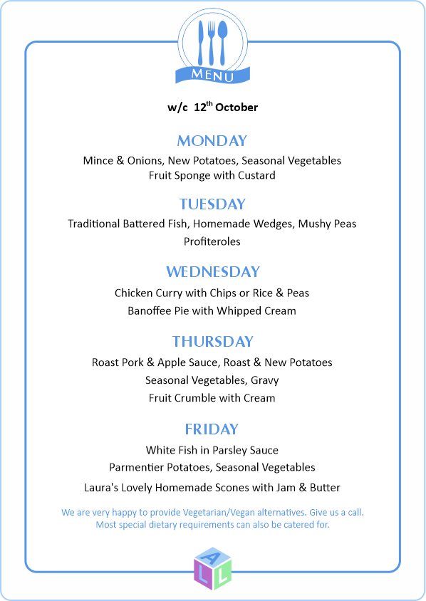 MENU 28th April 2025
