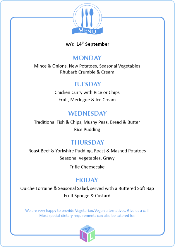 MENU 28th April 2025