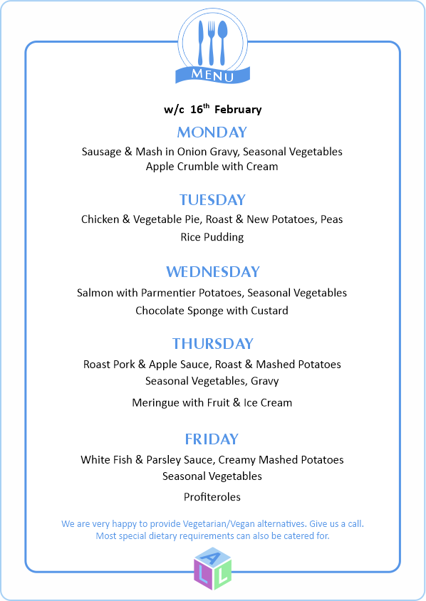 MENU 28th April 2025