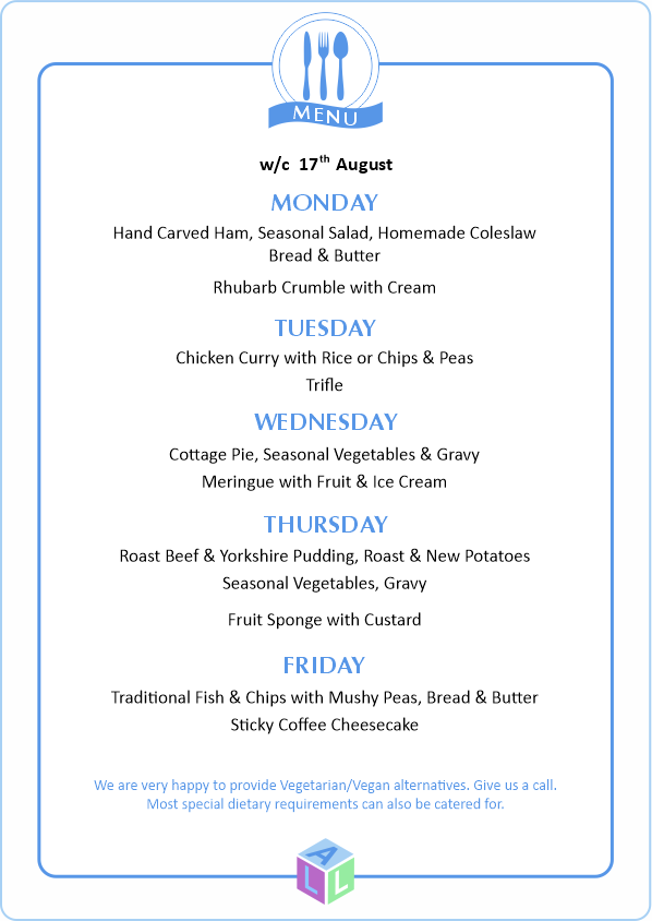 MENU 28th April 2025