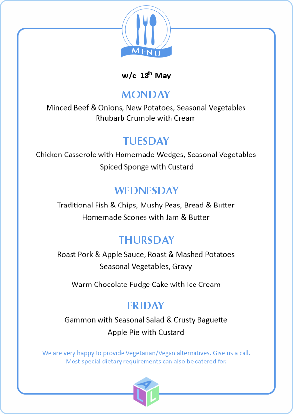 MENU 28th April 2025