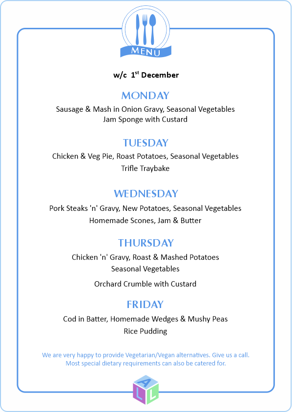 MENU 28th April 2025