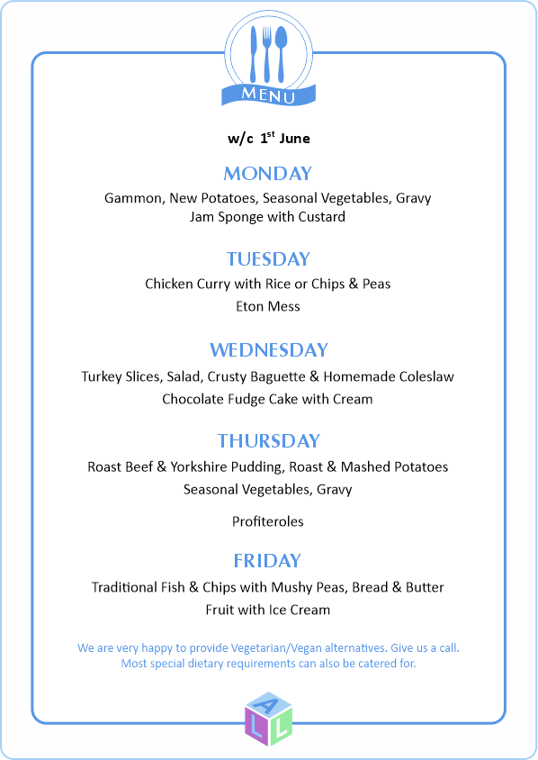 MENU 28th April 2025