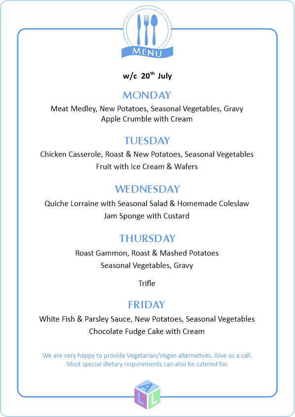 MENU 28th April 2025