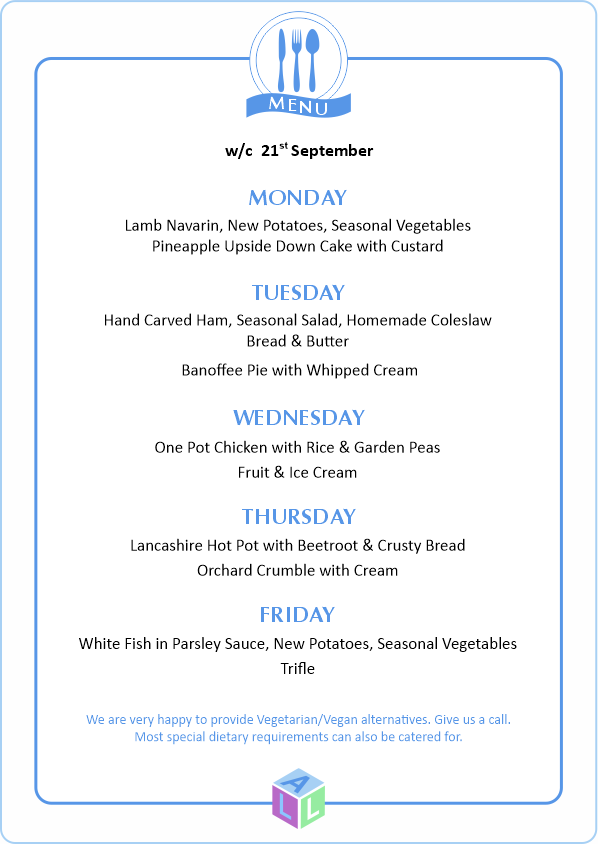 MENU 28th April 2025