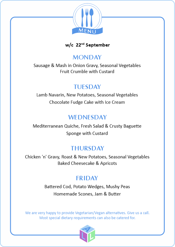 MENU 28th April 2025