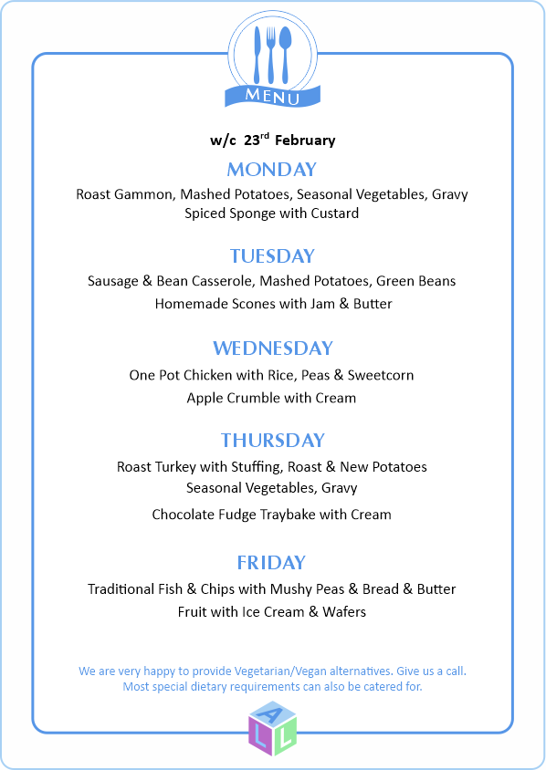 MENU 28th April 2025