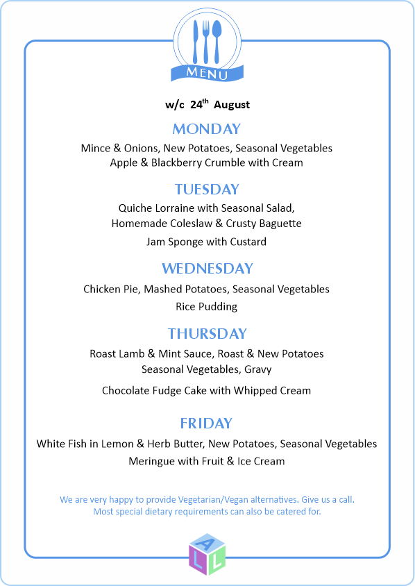 MENU 28th April 2025