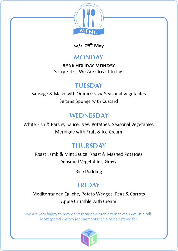 MENU 28th April 2025