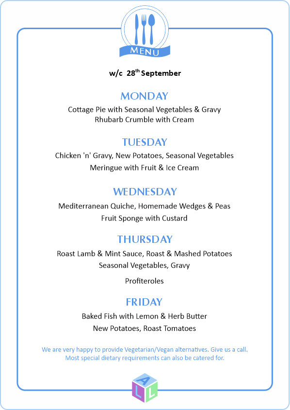 MENU 28th April 2025