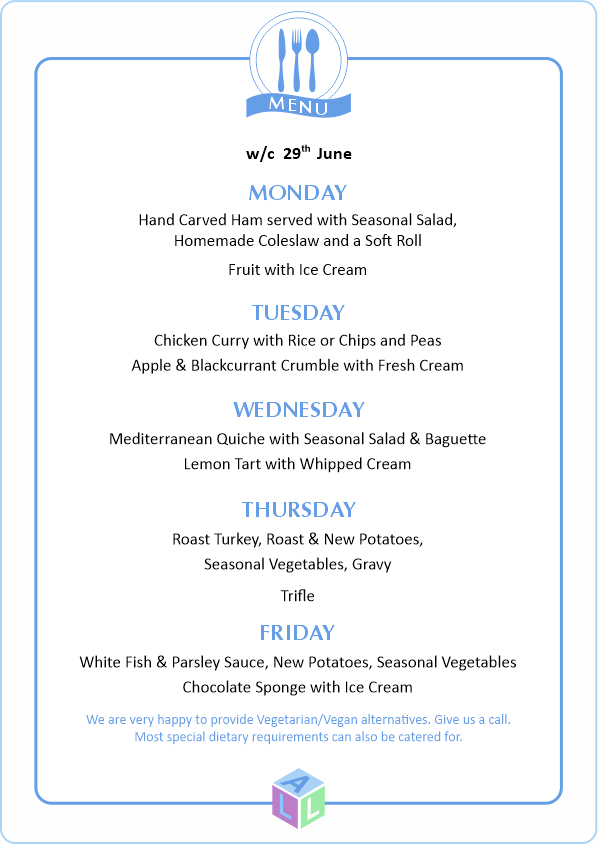 MENU 28th April 2025