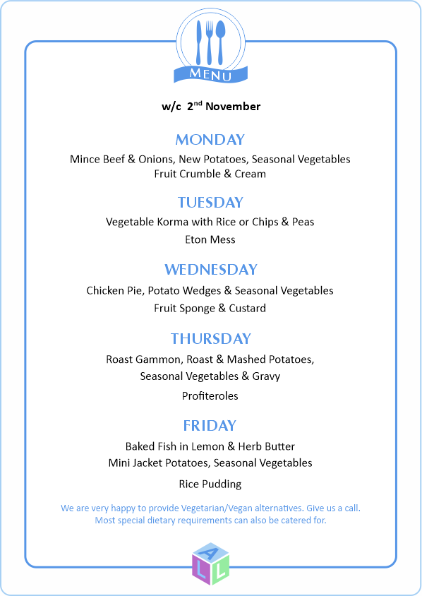 MENU 28th April 2025