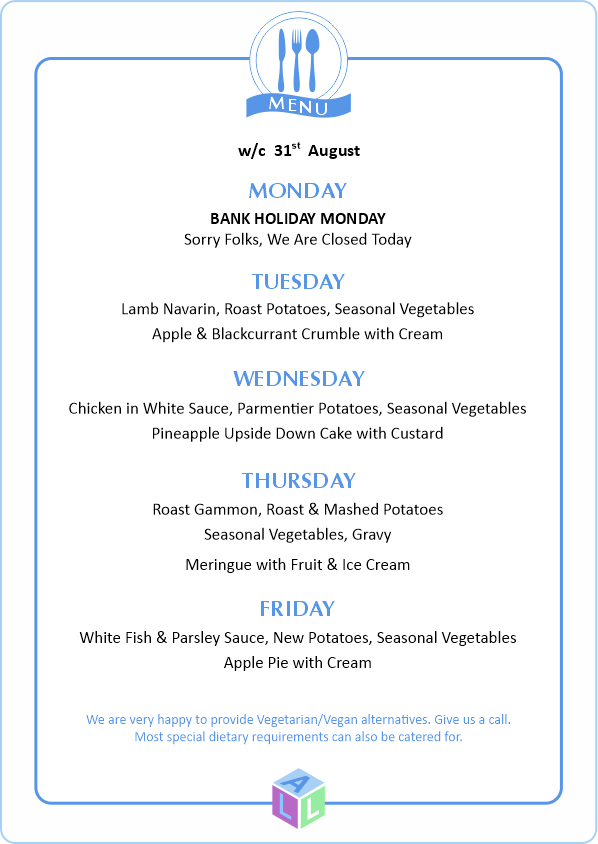 MENU 28th April 2025