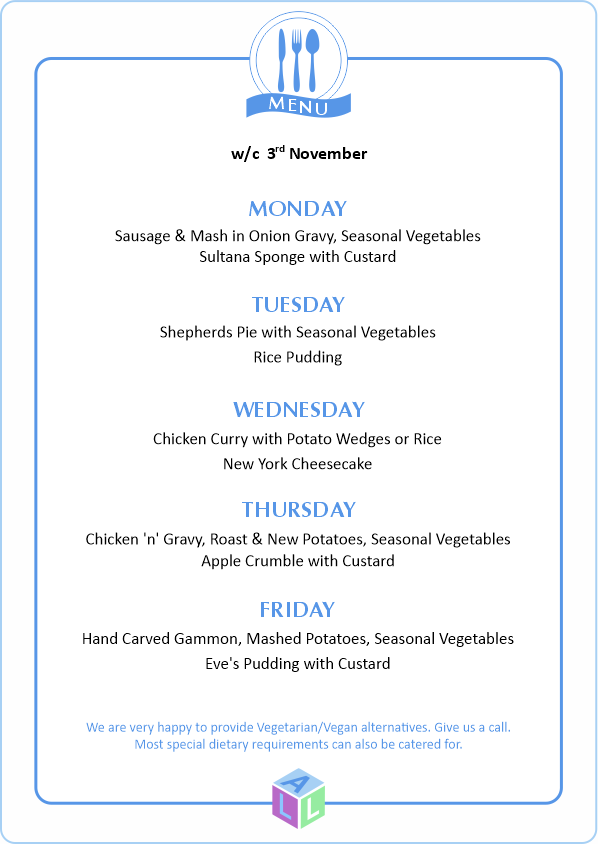 MENU 28th April 2025