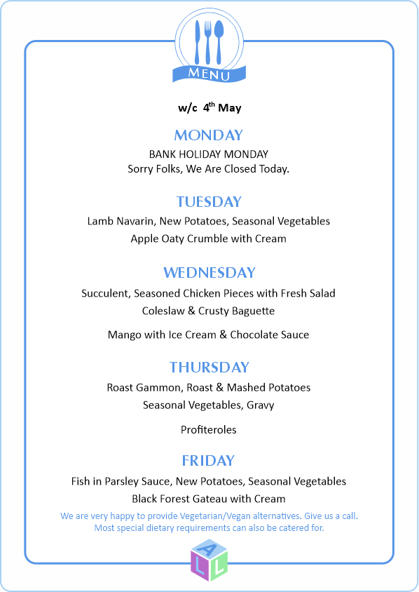 MENU 28th April 2025