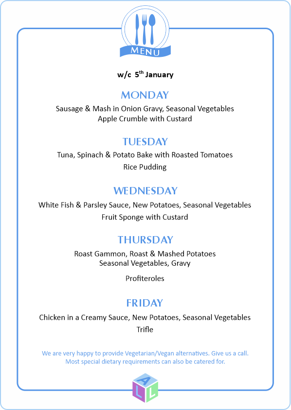 MENU 28th April 2025