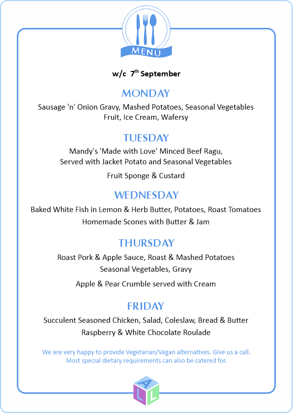 MENU 28th April 2025